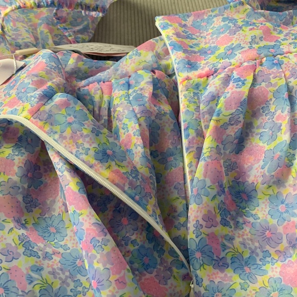 Selkie size medium new Bon Bon puff Floral mini Dress pink purple baby girl phot - Picture 11 of 11